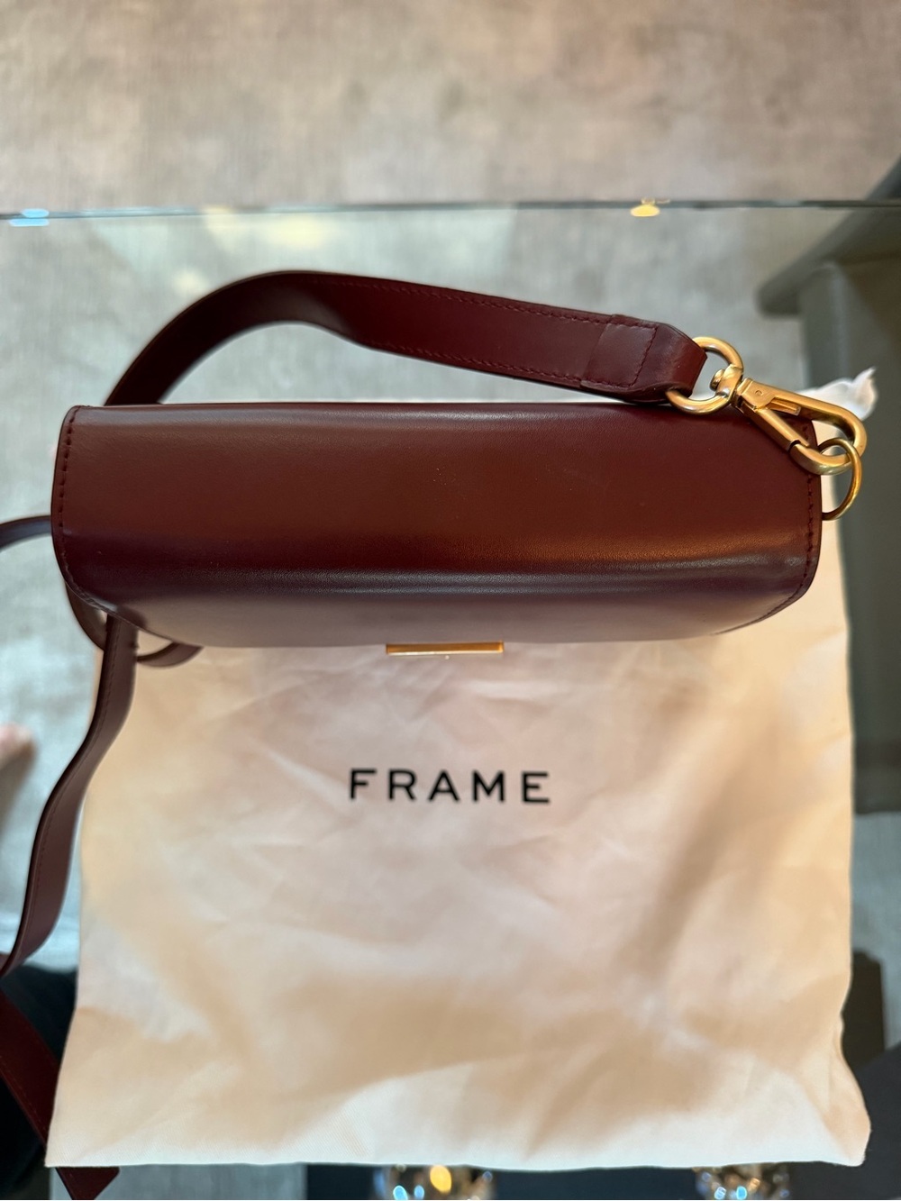 Frame Le Signature Mini Crossbody Leather Bag in Oxblood (dark red) - Picture 5 of 8